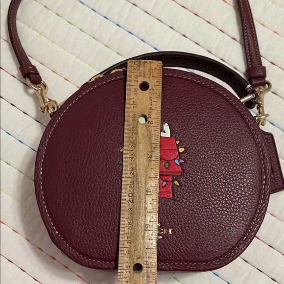 Coach Maroon Crossbody Bag with Snoopy Graphic - Picture 10 of 14